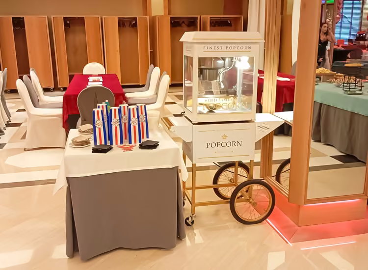 Carretó blanc de Crispetes Barcelona · Inflables Barcelona